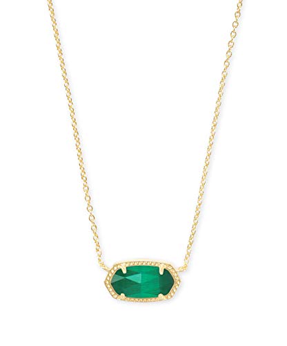 Kendra Scott Elisa Short Pendant Necklace for Women, Dainty Fashion Jewelry, 14k Gold-Plated Brass, Emerald Cat's Eye