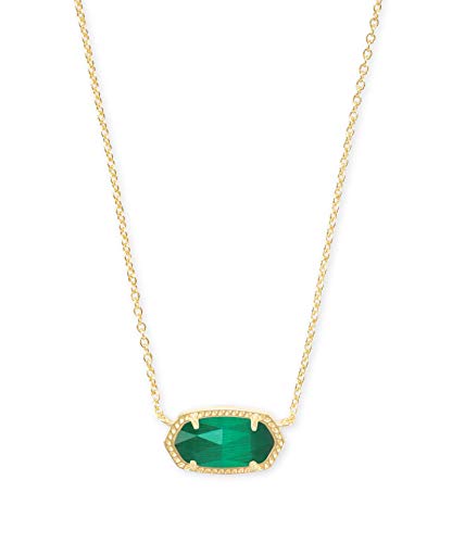 Kendra Scott Elisa Short Pendant Necklace for Women, Dainty Fashion Jewelry, 14k Gold-Plated Brass, Emerald Cat's Eye