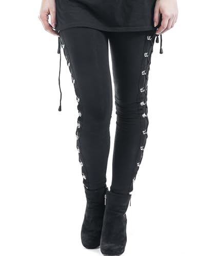 xxxiticat Women's Sexy Black Satin Side Lacing Solid Pants Long Bodycon High Waist Bandage Slim Thick Lace Up Leggings(BL,XL)