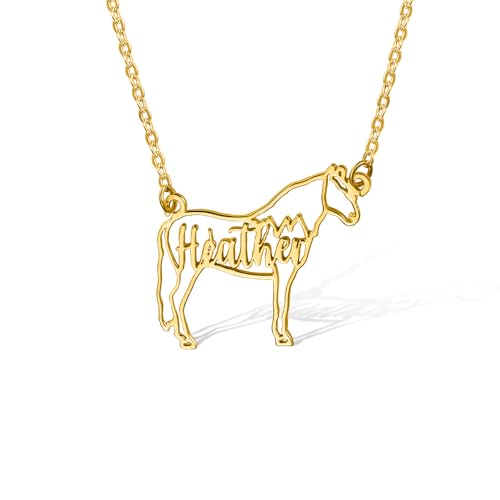 Horse Necklace with Name Personalized Horse Pendant Horse Lover Gift Horse Jewelry Equestrian Necklace Gift for Her Western Cowgirl Jewelry Custom Name Horse Charm Necklace
