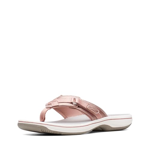 Clarks womens Breeze Sea Flip Flop, Rose Gold, 8 US