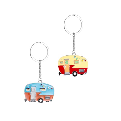 tenghong2021 Camper Keychain Happy RV Keyring Set Camping Gifts for Men Women Teenager Travel Trailers Vacation-Two pieces