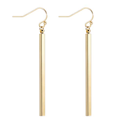 Minimal Long Bar Earrings 18k Gold Plated Drop Line Dangle Geometric jewelry for Women Girls