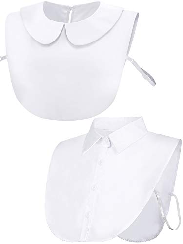 Tatuo 2 Pieces Fake Collar Detachable Blouse Dickey Collar Half Shirts False Collar for Women Favors (White 3, Size 1)
