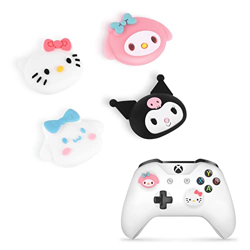 DLseego Dogs & Rabbit & Cat 4PCS Thumb Grips Caps for Xbox One PS5 PlayStation4 DualSense Switch Pro Wireless Controller Steam Deck, Soft Silicone Anti-Slip Button Cap Japanese Cartoon Joystick Cover