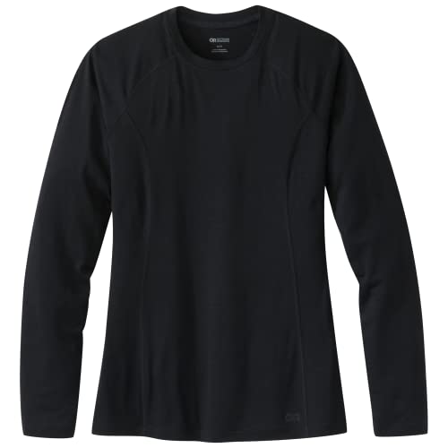 Outdoor Research Women’s Alpine Onset Merino Crew – Merino Wool Base Layer Top, Durable & Moisture Wicking, Lightweight Long Sleeve Shirt, Non-Mulesed Wool Black
