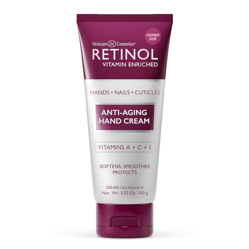 Retinol Anti-Aging Hand Cream–The Original Retinol For Younger Looking Hands –Rich Hand Cream Conditions. Protects Skin, Nails & Cuticles – Vitamin A Minimizes Age’s Effect on Skin (cucumber scent)