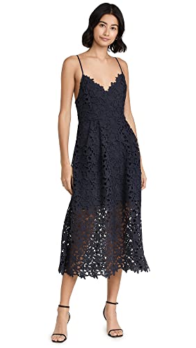 ASTR the label Women's Lace A Line Midi Dress, Navy, Blue, S