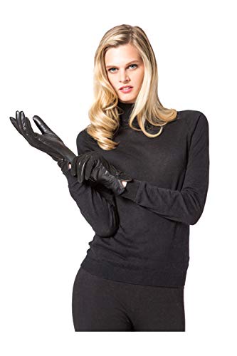 Glove-Gloves-Leather Gloves-Leather Glove- Leather Gloves Women- Cashmere Gloves (Large, Brown)