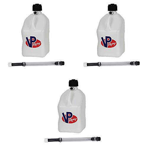 VP Racing 5.5 Gallon Motorsport Container White and Deluxe Hose (3 Pack)