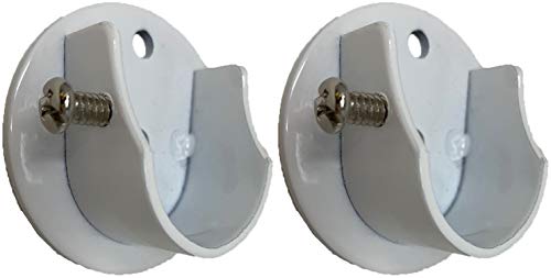 Urbanest 5/8' to 3/4' Inside Mount Curtain Rod Bracket Socket for Window Frame, Closet and Shower Curtain Rod Pole End Support, 2 Pieces - Glossy White