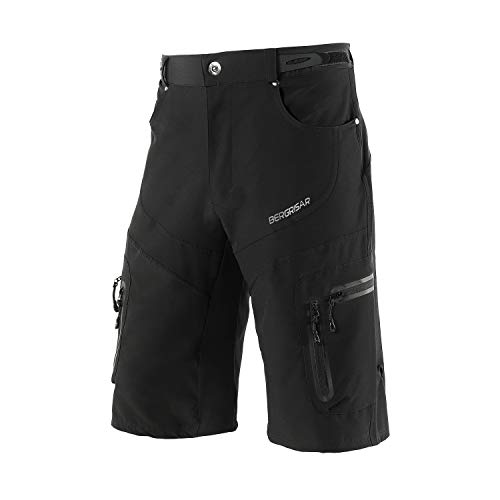 BERGRISAR Men's Cycling Shorts Mountain Bike Shorts Bicycle Shorts Biking Shorts Zipper Pockets 1806BG Black Size Large