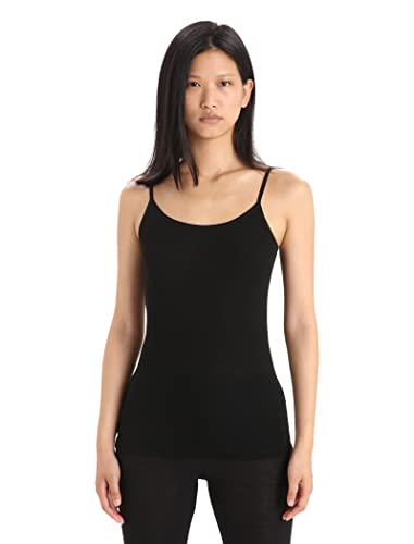 Icebreaker Merino Camisole for Women 175gm Everyday, Merino Wool Base Layer, Soft Thermal Tank Tops with Classic Scoop Neck, Adjustable Straps for Cold Weather - Camis - Black, Medium