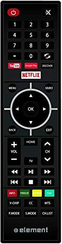 Universal Remote Control Compatible with Element Smart TVs with Netflix YouTube Google Play Discover Keys for E4SJ5517BF E2SW3918 E2SW5018 ELST3216H ELSJ 5017 ELSJ5517 E4SFT5517 ELST5016S4