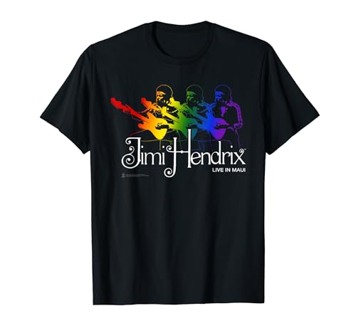 Jimi Hendrix Official Live in Maui Rainbow Guitar Tee T-Shirt