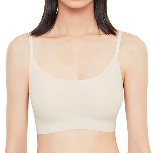 Ubras Women's OneSize Cool Wirefree Comfort Seamless Adjustable Skinny Strap Bralette Bra Nude