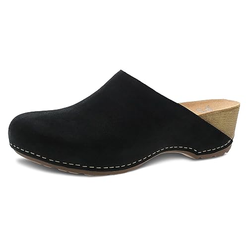 Dansko Talulah Stylish Mule Clog for Women - Cushioned PU Footbed and Arch Support for All-Day Comfort - Leather Uppers for Long-Lasting Wear Black Milled Nubuck 8.5-9 M US