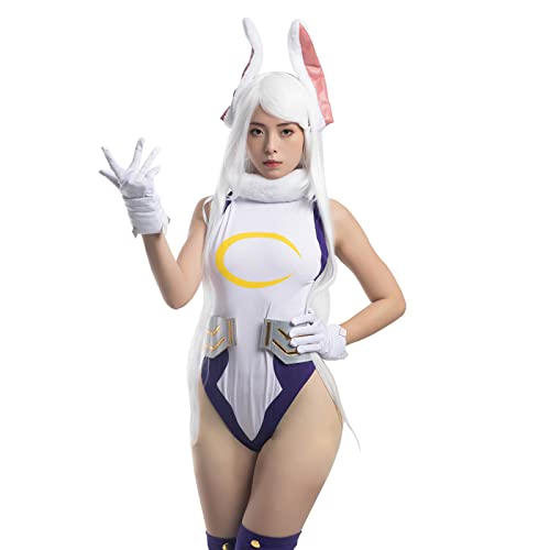 Nuoqi Miruko Cosplay MHA Rabbit Hero Mirko Cosplay Bunny Costume Bodysuit Bunny Hero Suit S/M