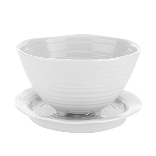 Portmeirion Sophie Conran White Berry Bowl and Stand | 5.5 Inch Fruit Bowl for Berries, Dessert, or Candy | Mini Serving Dish for Kitchen Counter | Made from Fine Porcelain