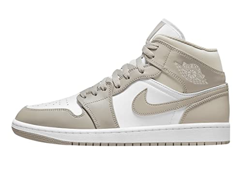 Nike Jordan Mens Air Jordan 1 Mid 554724 082 Linen - Size 10 College Grey/Light Bone-white