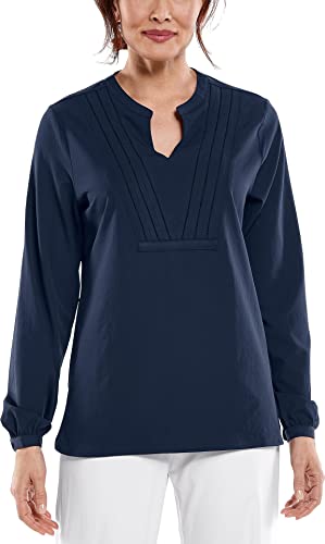 Coolibar UPF 50+ Women's Katerini Fashion Top - Sun Protective (XX-Small- Navy)