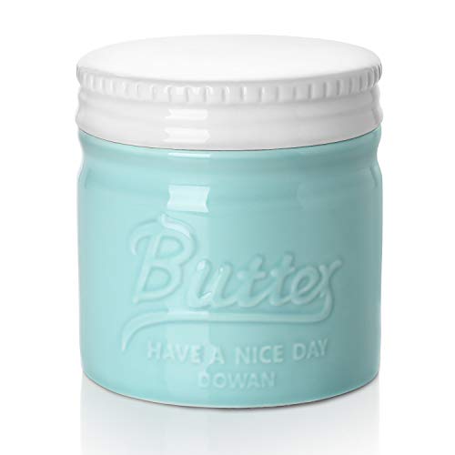 DOWAN Butter Keeper Crock, French Butter Dish for Spreadable Homemade Fresh Flavored Butter, No More Cold & Hard Butter, Housewarming Gift for Wife Mom Friends, Blue