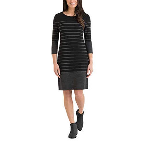 Hilary Radley Ladies' 3/4 Sleeve Dress, Variety (L, Black Grey Stripe)