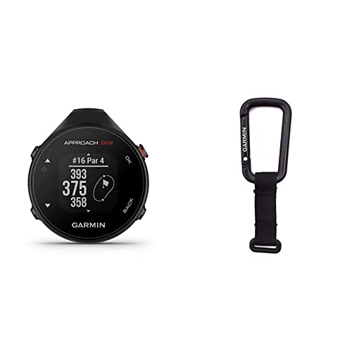 Garmin Approach G12, Clip-on Golf GPS Rangefinder, 42k+ Preloaded Courses, 010-02555-00 & Lanyard Carabiner Accessory for Compatible Devices, (010-12668-02)