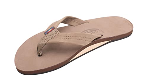 Rainbow Sandals Men's Premier Leather Single Layer Wide Strap With Arch, Dark Brown, Men's X-Large / 11-12 D(M) US