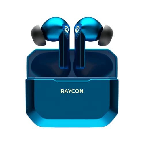 Raycon The Gaming Bluetooth True Wireless Earbuds with Built in Mic, Low Latency, 31 Hours of Battery, Charging Case with Talk, Text, and Play, Bluetooth 5.0 (Cyber Blue)