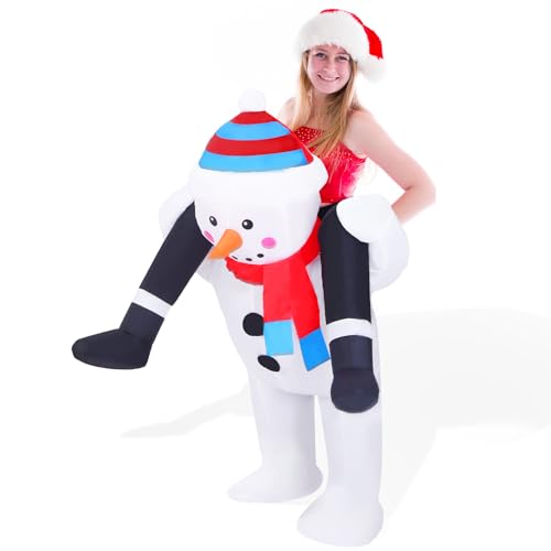 Jenaai Christmas Inflatable Costume for Adults Men Women Xmas Funny Riding Costume Inflatable Suit (Snowman)