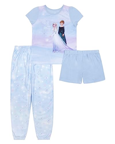 Disney Girls' Descendants Princess | Minnie Mouse 3-Piece Loose-Fit Pajamas Set, Frozen Magic 3