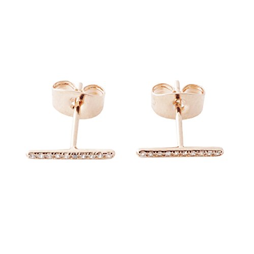 HONEYCAT Skinny Midi Crystal Wire Bar Stud Earrings in 18k Rose Gold Plated | Minimalist, Delicate Jewelry (RG)
