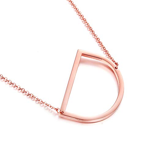 Yiyang Initial Necklace 18K Real Gold Plated Stainless Steel Jewelry 26 Big Alphabets Script Personalized Gift Name Pendant D