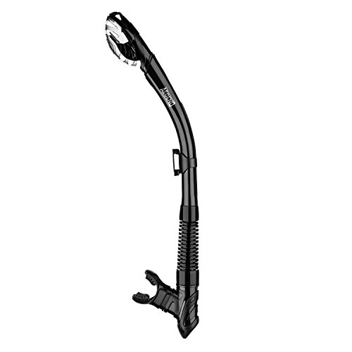 Aegend Dry Snorkel, Easy-Breath Free Diving Snorkel for Snorkeling Scuba Diving Freediving Swimming, with Top Dry Valve and Food-Grade Silicone Mouthpiece for Adult Youth，Black