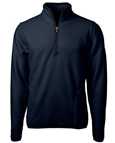 Cutter & Buck Cascade Eco Mens Sherpa Fleece Quarter Zip, Navy Blue, X-Large