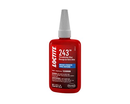 LOCTITE 243 Threadlocker for Automotive: Medium-Strength, Oil Tolerant, High-Temperature, Anaerobic, General Purpose | Blue, 36 ml Red Bottle (PN: 1330906)