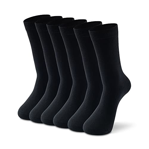 LIXIA Women's Thin Merino Wool Crew Socks - Light Weight Warm Cozy Breathable for Daily Wear - Multi Colors(3 Pairs - Black)