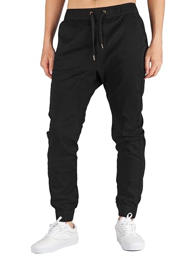 ITALYMORN Black Joggers Men with Pockets (Black, Medium)