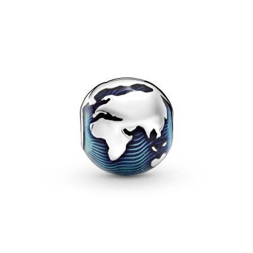 Pandora Blue Globe Clip Charm - Compatible Moments Bracelets - Jewelry for Women - Gift for Women - Made with Sterling Silver & Enamel