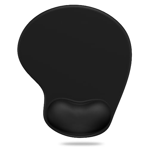 Soqool Mouse Pad, Ergonomic Mouse Pad with Comfortable Gel Wrist Rest Support and Lycra Cloth, Non-Slip PU Base for Easy Typing Pain Relief, Durable and Washable, Classic Black