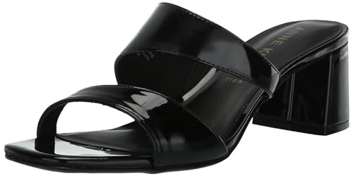 Anne Klein Women's Kinder Heeled Sandal, Black Patent, 8.5