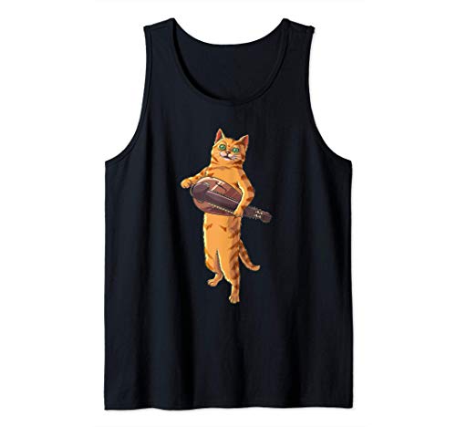 Funny Cat Playing Hurdy Gurdy Gift | Cool Kitten Musician Tank Top