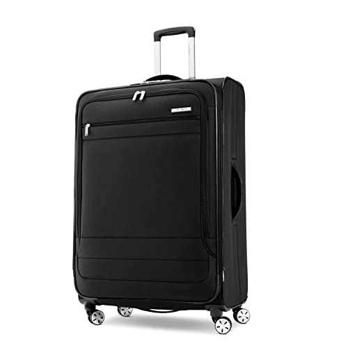 Samsonite Aspire DLX Softside Expandable Luggage with Spinner Wheels, Checked-Large 29-Inch, Black