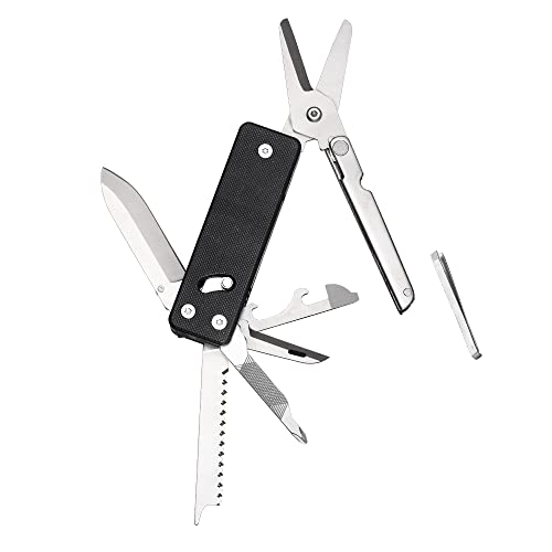 ROXON KS2 13 in 1 Mini Multi Tool function pocket knife with big scissor, G10 handle and Pocket clip, good for Camping/Backpacking/Emergencies/EDC Multitool (5cr15Mov Blade)