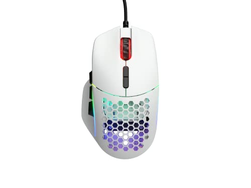 Glorious Gaming Model I Wired Gaming Mouse - 69g Superlight, 2 Swappable Buttons, RGB, PTFE Feet, 9 Programmable Buttons, Side Thumb Rest - White