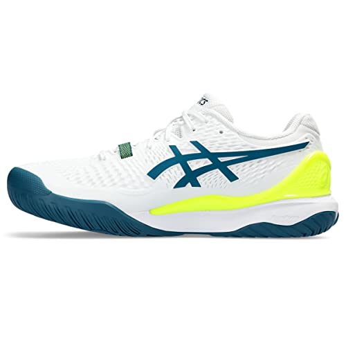 ASICS Men's Gel-Resolution 9 Tennis Shoes, 10, White/RESTFUL Teal