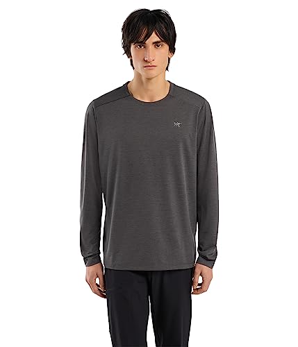 Arc'teryx Cormac Crew Neck Shirt LS Men's | UPF 50+ Crew for High-Output Activities | Black Heather, Large
