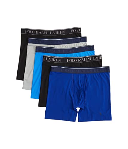 POLO RALPH LAUREN P5 Classic Fit Microfiber Boxer Briefs Polo Black/Heritage Royal/Colby Blue/Polo Black/Channel Grey XL