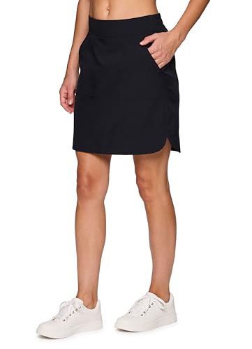 RBX Active Longer Length Skort for Women, Quick Drying Woven Pickleball Golf Skort with Pockets for Tennis, Hiking, Running Long Length Black M